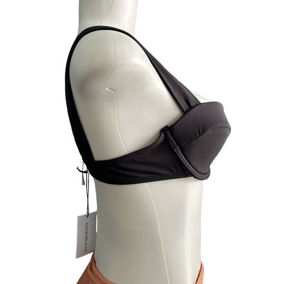 WEWOREWHAT Black Claudia Underwire Wide Strap Bikini Swim Top Size Medium - Picture 4 of 9